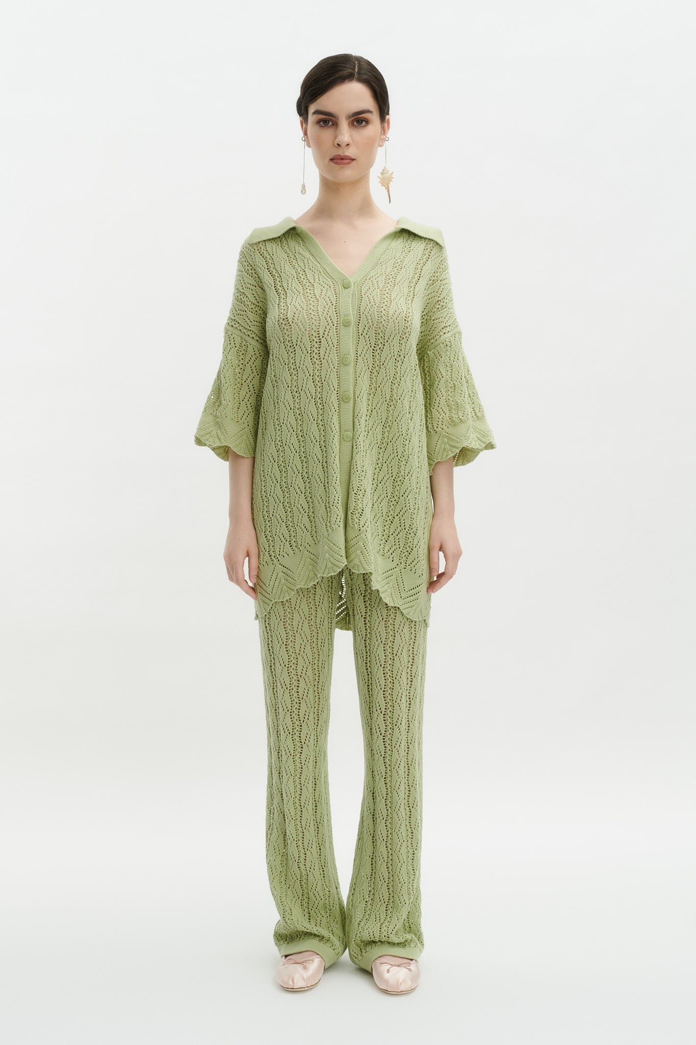 Crocheted palace trousers buy in green color